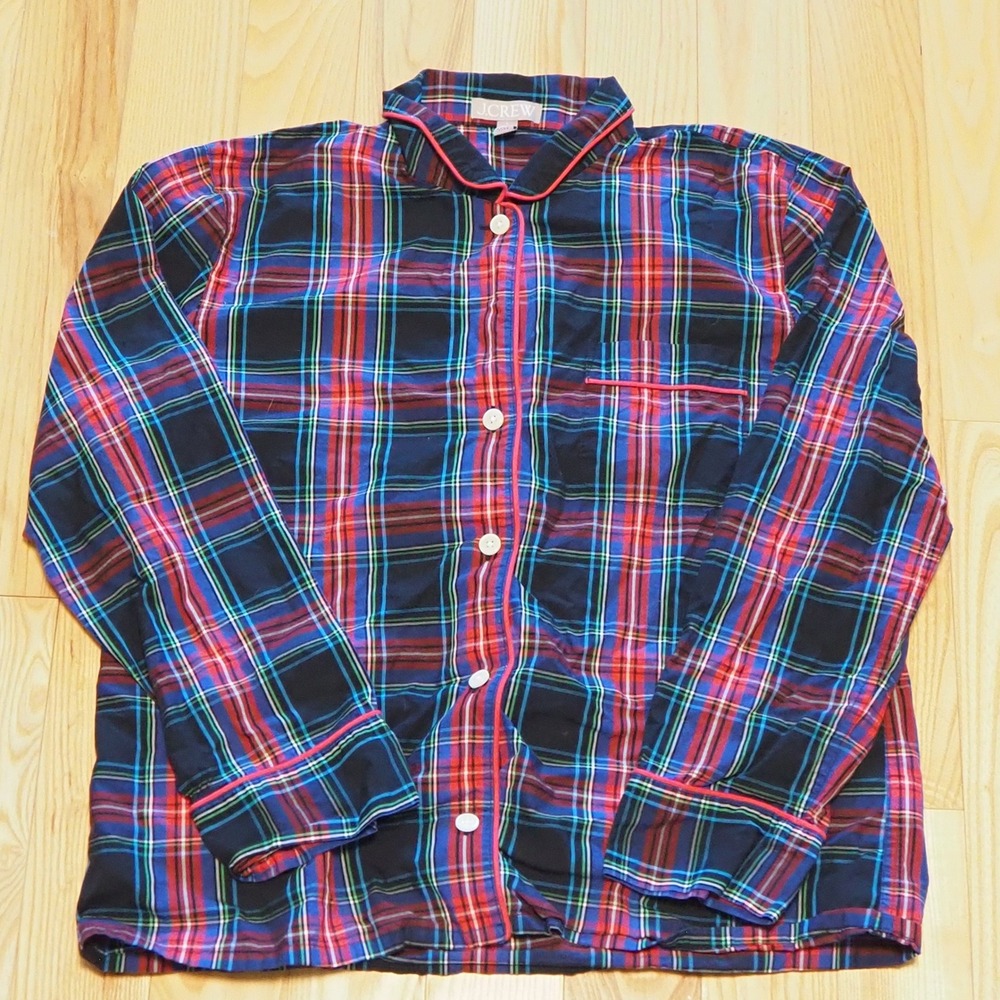J Crew Long Sleeve Cotton Poplin Pajamas Women's S Black Stewart Tartan‎ Plaid - Picture 2 of 15